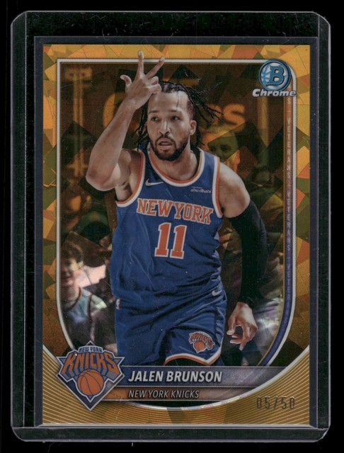 Jalen Brunson 2025 Bowman Chrome Sapphire #BCV-62 Gold Refractor 5/50 Knicks