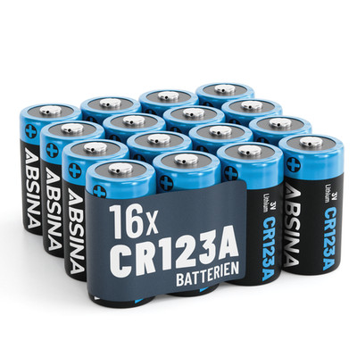 ABSINA 16x CR123A Lithium Batterie 3V Batterien - Lithiumbatterie für Kamera uvm