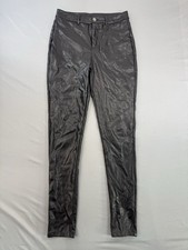 Fashion Nova Black Faux Leather Pants Women's Small High Waisted Moto Grunge