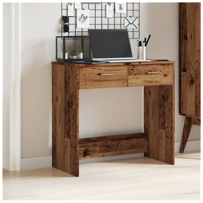 Schreibtisch 80x40x75cm Ingenieurholz Altholz Modern Schreibtisch mit Schublade Schmal.