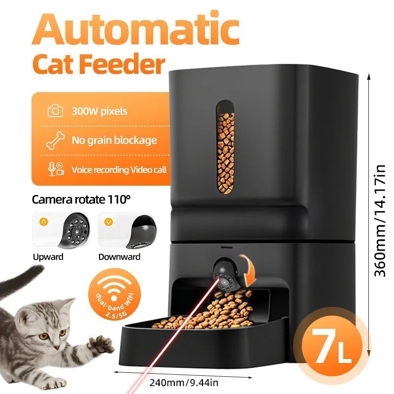 Automatic Pet Feeder 7L WiFi Camera Night Vision