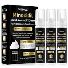 5 minoxidil foam for men  women - hair growth treatment with biotin, non-gr...