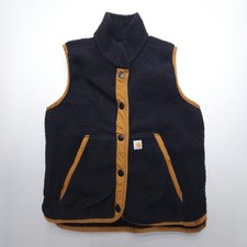 Carhartt Sherpa Fleece Button Front Snap Vest Womens Medium Black Relaxed Fit
