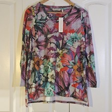 Soft Surroundings Tunic Top Size M "First Bloom" Long Sleeve Floral NWT 90