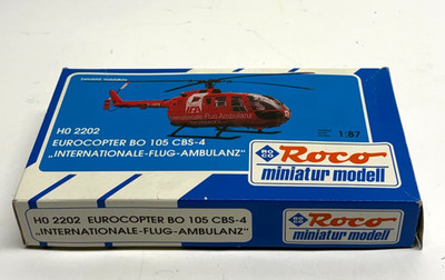 Vintage Roco 2202 Eurocopter BO 105 CBS-4 IFA Ambulance 1:87 H0 Scale Model OVP