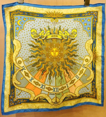 Hermes Seidentuch Carre 45 CARPE DIEM Gloria Soli blau mit Etikett ohne...