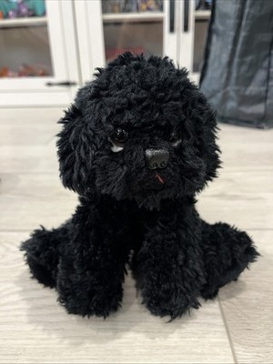 Russ Berrie Plush Muffin 8  Black Maltese Bichon Frise Puppy Dog