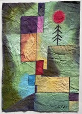 Paul Klee Original Gemälde Stil Leinwand Landschaft Baum Rot Kunstwerk Kubist E36