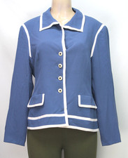 Kasper Women's Blazer Jacket Stretch Long Sleeve Dusty Blue Size 14