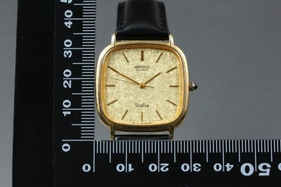 EXC+5] Seiko Dolce 6030-5420 30mm Gold Dial Square Quartz Mens