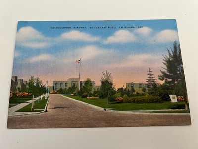 Headquarters Parkway McClellan Field California Postcard