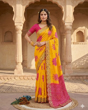 Bollywood Saree Indian Designer Sari Blouse Pakistani Party Wear Bridal Sarees