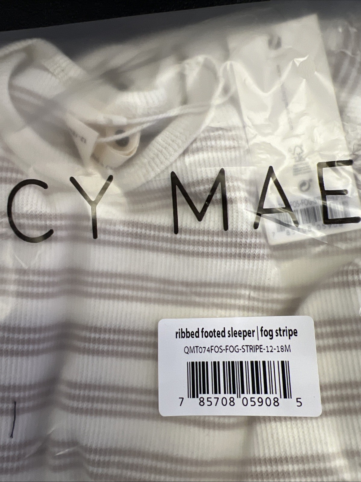 NWT Quincy Mae side-snap bodysuit  Bundle fog Gray stripe 12-18 M