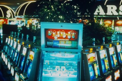 c1980's 35mm Slide Film Caesars Palace Casino Slot Machines Las Vegas Sign