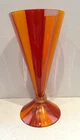 VTG GOLD STAR DUST MURANO GLASS VETRO VASE, ORANGE RED STRIPED, GLOBAL VIEWS