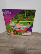 Disney Princess Ariel 3-ring Pool Ages 2+ 48” X 48” / Arm Bands Ring Goggles Lot