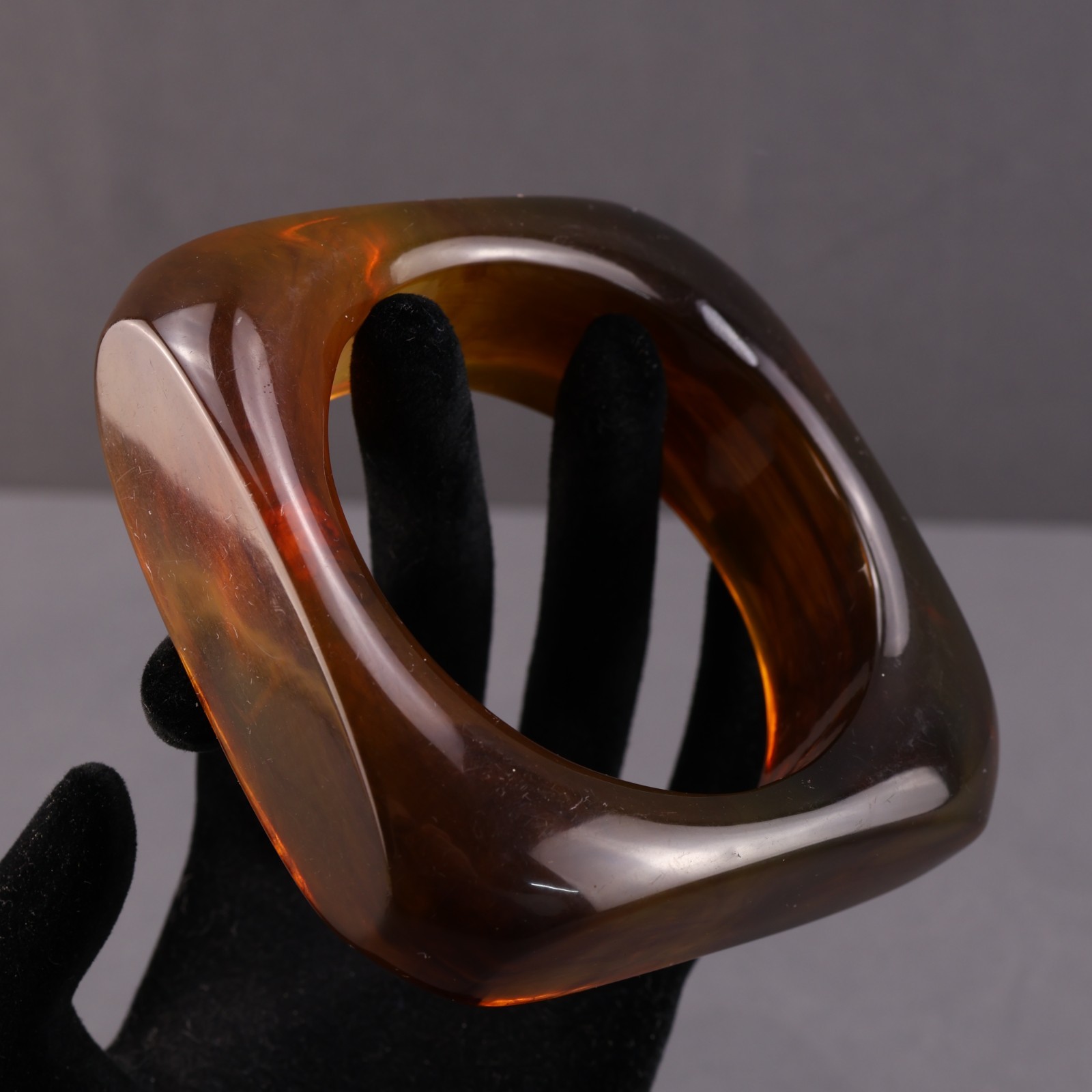 Vintage Translucent Brown Bakelite Bangle Bracele… - image 1