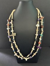 Natural Stone Fetish Style Necklace Carved Animals 2 Strand