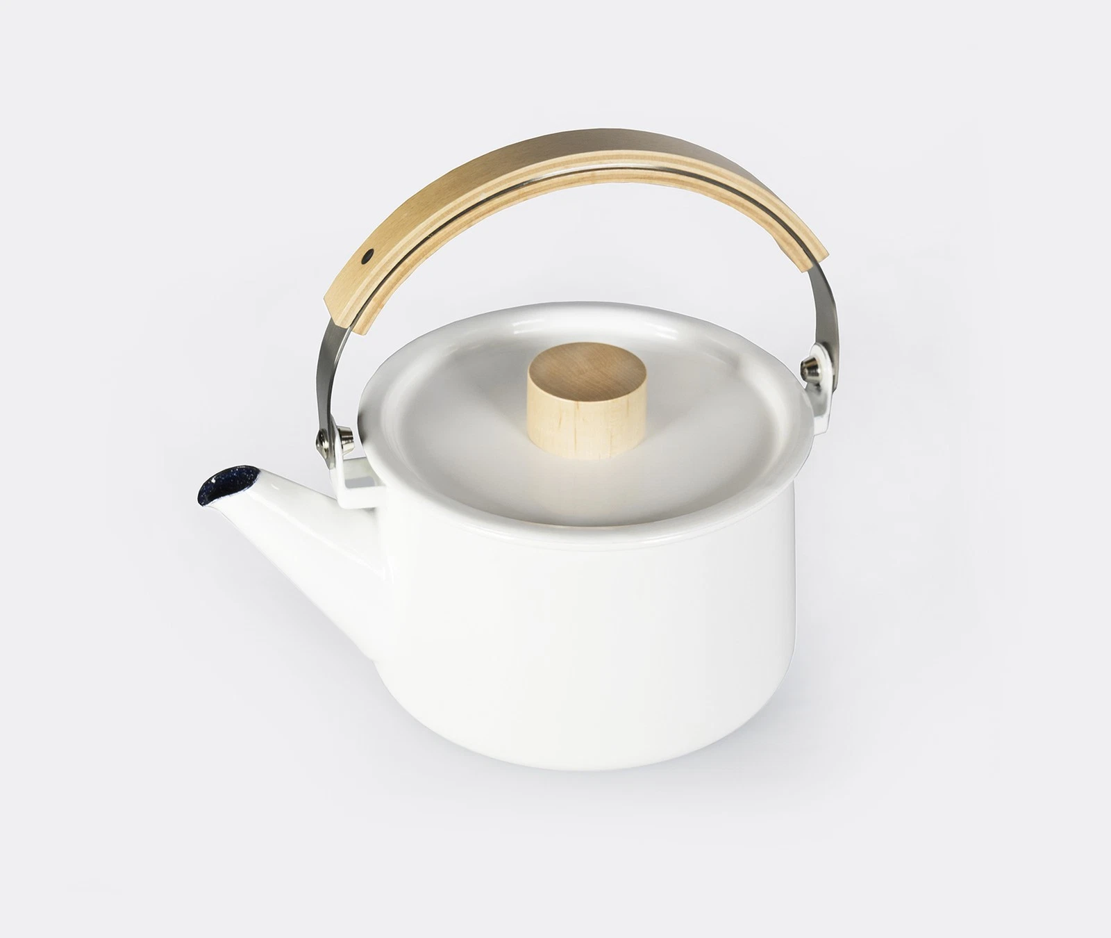 Kaico White Enamelware Tea Kettle by Koizumi Studio - Good Design Award Winner