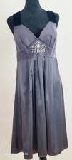Simply Vera Wang Cocktail Party Dress Size 4 Empire Waist Gray Satin Embellish 