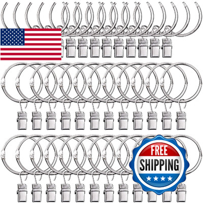 ANJUU 36x Heavy Duty Nickel Plated Metal Curtain Rings w/ Clips - 38mm