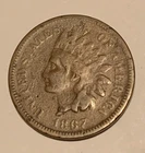 1867 Semi Key Date Indian Head Cent - VG Details - C00134