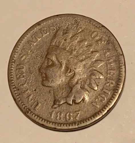 1867 Semi Key Date Indian Head Cent - VG Details - C00134