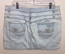 Vintage Route 66 Size 13/14 Juniors Mini Jean Skirt Embroidered Rose Pockets