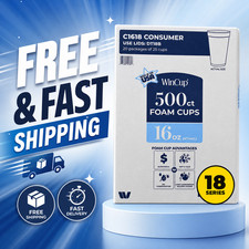 WinCup Foam Drink Cups   16 oz 500 Count  SAMEDAY SHIPPING  