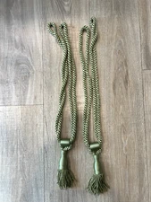 Tassel Curtain Tie Backs Bullion Fringe Tie Rope Window Decor Green or Blue