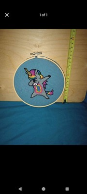 Finished Cross Stitch Dabbing Rainbow Unicorn Handmade