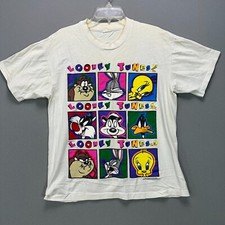 VTG 90s 1994 Sun Sportswear Looney Tunes Graphic T-shirt Size L Bugs Bunny TAZ