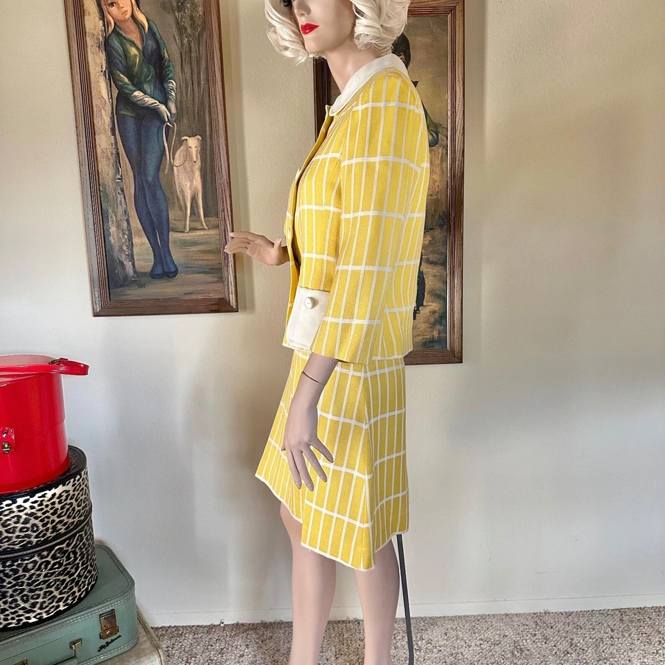 Traje Falda Barbarella Invasión Británica Vintage Años 60 Mod Colorblock M Foto 4 de 4