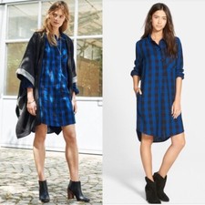 Madewell blue buffalo check latitude shirt dress size XS