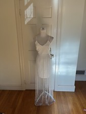 NWT Lulu’s Lovin’ You White Pearl Maxi Dress XS Read Stain