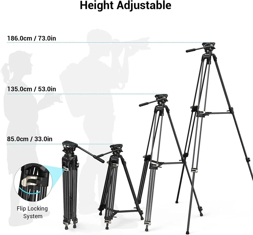 Trípode SmallRig AD-01 Manfrotto 73" Soporte de trípode de alta resistencia Cabezal fluido de video-3751 Foto 4 de 4