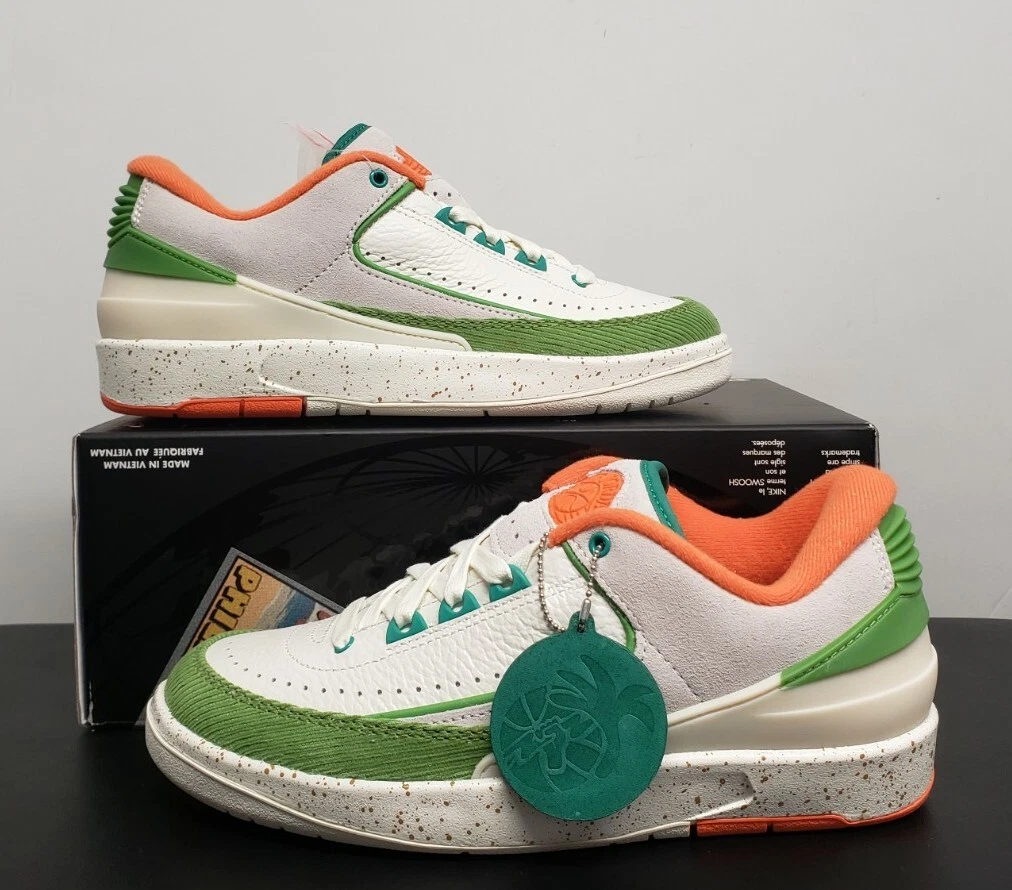 Nike Womens Air Jordan 2 Retro Low SP DV Sail Green Orange Size 6  New