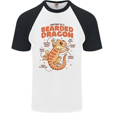 Bearded Dragon Anatomy Lizards, Reptiles, Mens S/S Baseball T-Shirt