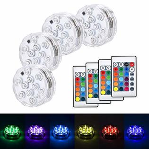 LUXJET 4Pcs RGB Submersible LED Lights with Remote Color Changing for Party Deco - Picture 11 of 12