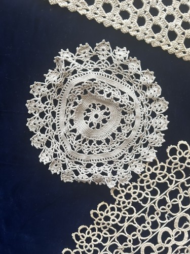 Vintage Lace And Crocheted Doily Doilies Runner Lot - Bild 7 von 12
