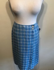 Talbots Petites Woman - Blue Plaid Irish Linen Skirt Wrap Size 4 New With Tags