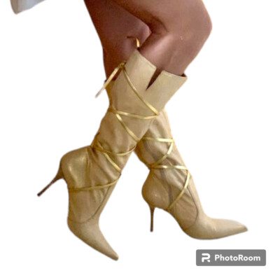 Genuine Leather boots straps pointed toe US 8.5 / Eur sz 39 Vero Cuoio Italy