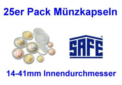25er Pack Münzkapseln von SAFE / Ihrer Wahl / 14-41mm Innendurchmesser
