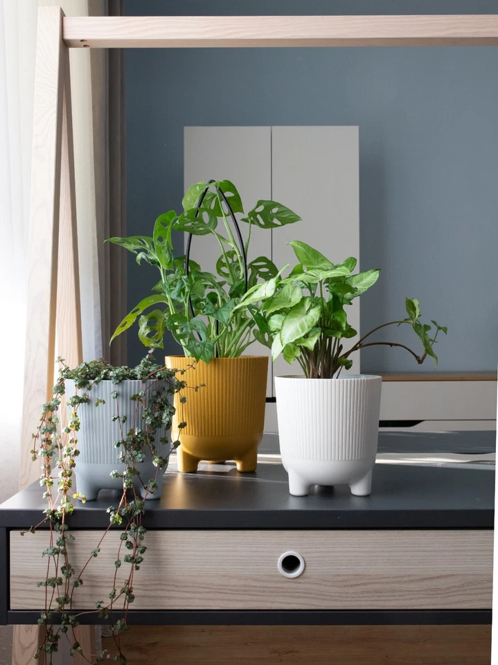 Blumentopf Übertopf Rund mit Füßen Neuheit sehr DEKORATIV 8 Farben 3 Größen SET - Bild 3 von 3