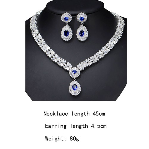 Fashion Crystal Necklace Earrings Pendant Women Bridal Wedding Party Jewelry Set - Bild 2 von 23