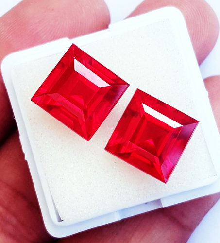 Natural Red Ruby Square Shape 6 to 8 Ct Certified Pair Loose Gemstone ...