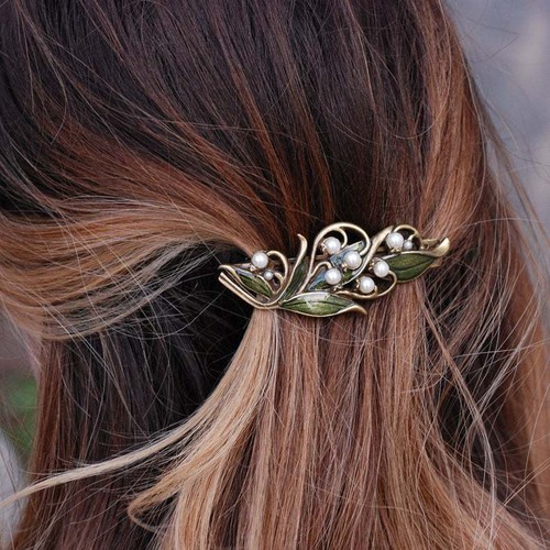 Haarspange Blattform Haarnadel Haarspange Haarschmuck Vintage Damen Perlen - Bild 6 von 7