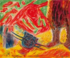 ANDRE MASSON Art Paper or Canvas Print "PAYSAGE À LA CHARETTE BLEUE"