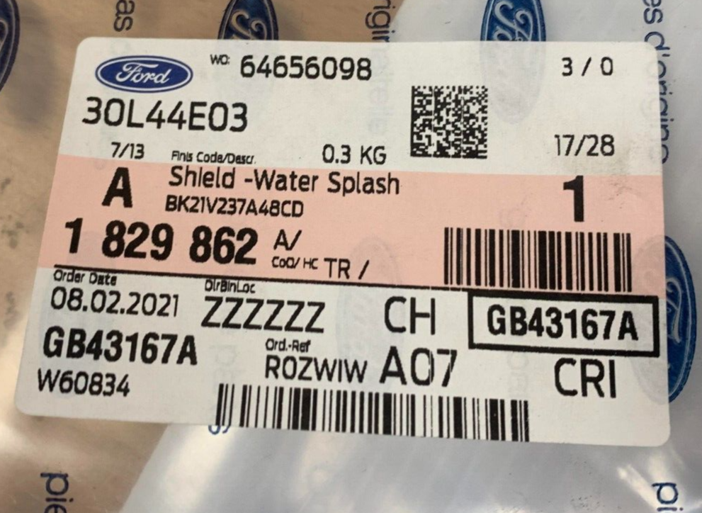 Genuine Ford Water Splash Shield 1829862 for sale online | eBay
