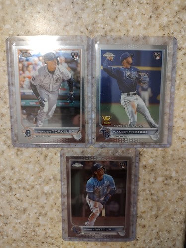 Set (49) 2022 Topps Chrom Update mit Wandern Franco Torkelson Bobby Witt Jr